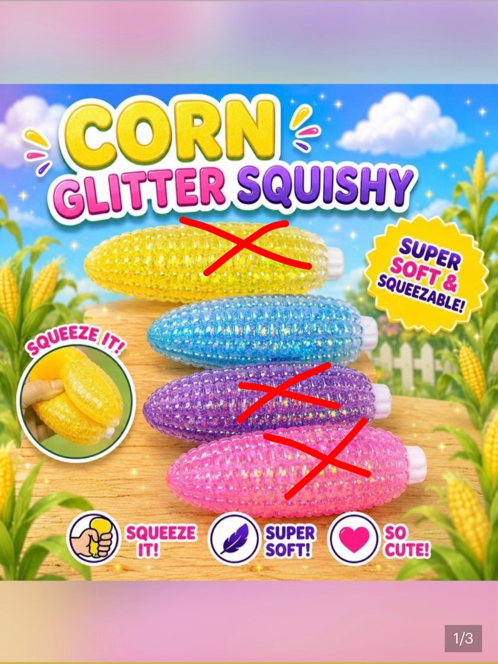 Corn Glitter Squishy -1 Blues Left